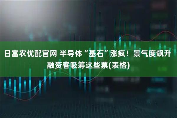 日富农优配官网 半导体“基石”涨疯！景气度飙升 融资客吸筹这些票(表格)
